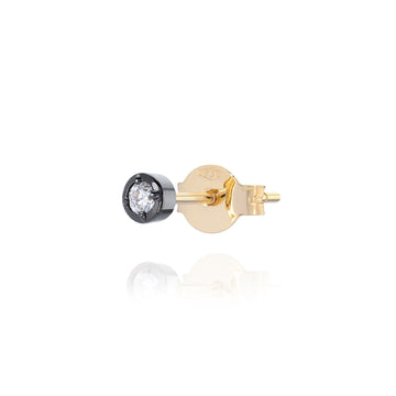 Orecchino punto luce Burato Solitaire donna oro, rodio nero, diamante 0,10ct