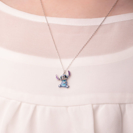 Collana girocollo Disney Stitch bambino/a argento con Stitch centrale