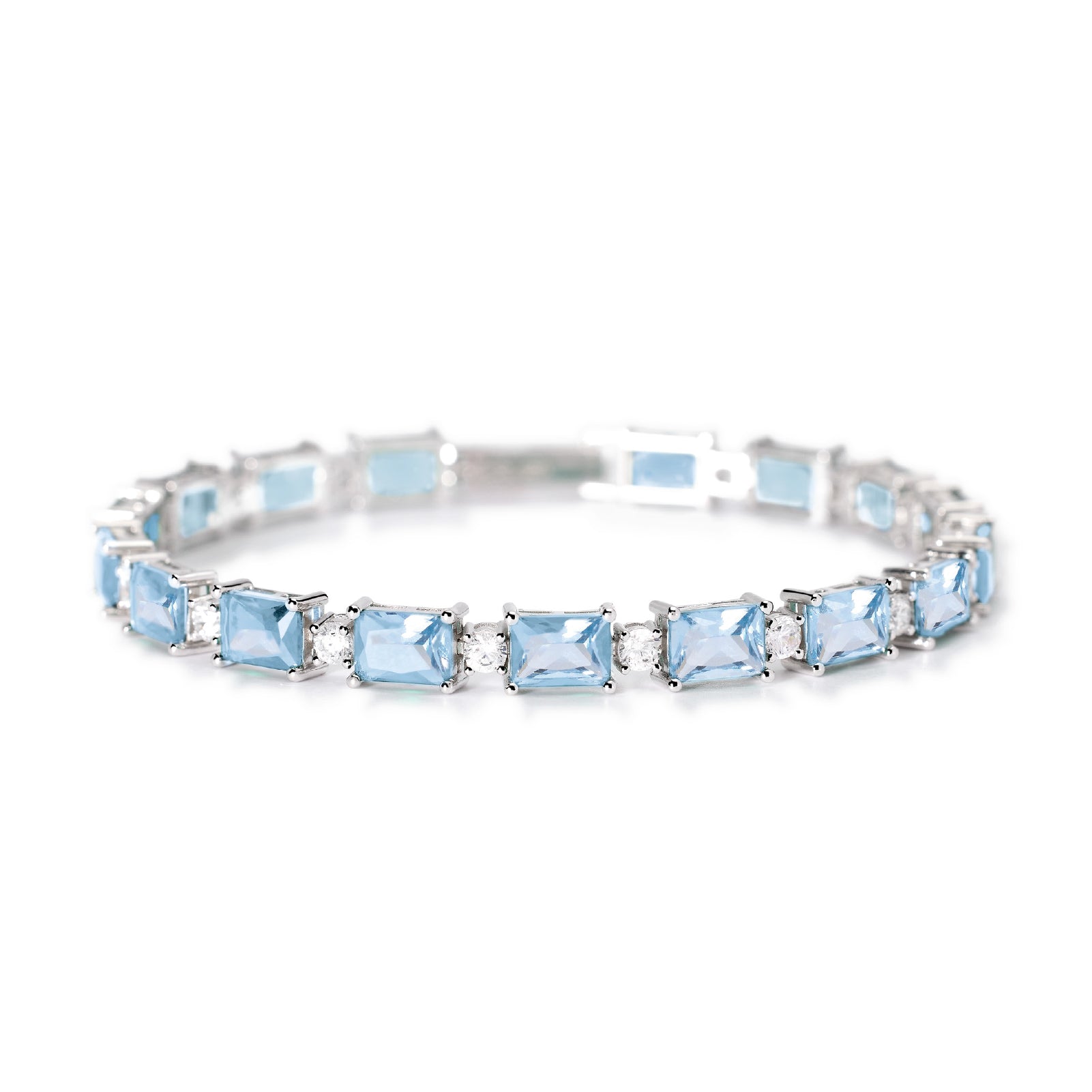 bracciale tennis mabina in argento con zirconi de acquamarine 533940 17