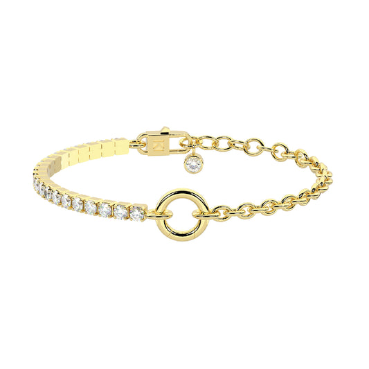 Bracciale catena Kidult By You in acciaio color oro e zirconi 18,5 cm