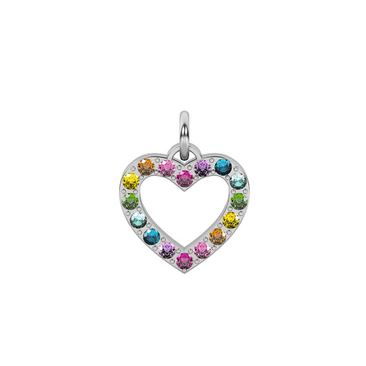 Charm cuore Kidult By You in acciaio 316L e cristalli colorati MISURA UNICA