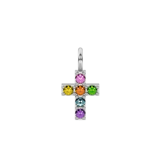 Charm croce Kidult By You in acciaio 316L e cristalli colorati MISURA UNICA