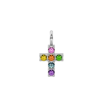 Charm croce Kidult By You in acciaio 316L e cristalli colorati MISURA UNICA