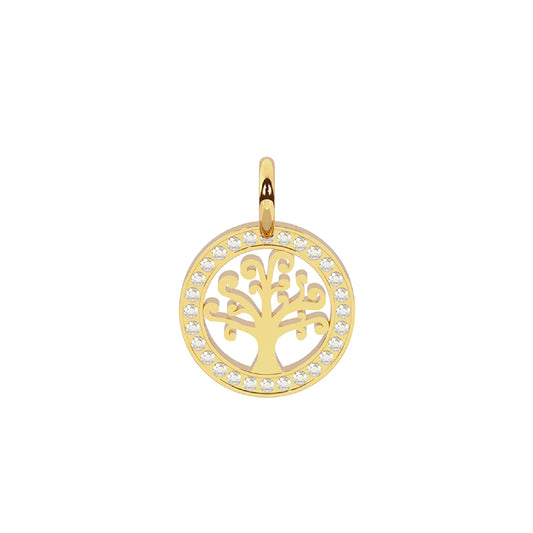 Charm albero della vita Kidult By You in acciaio oro e cristalli MISURA UNICA