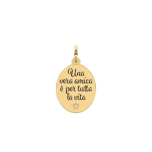 Charm Kidult By You in acciaio satinato con pvd oro e cristalli MISURA UNICA