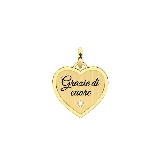 Charm cuore Kidult By You in acciaio lucido dorato e cristalli MISURA UNICA