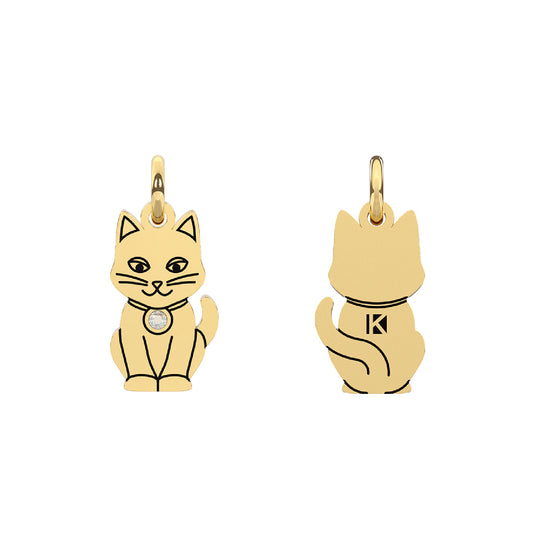 Charm gatto Kidult By You in acciaio con pvd oro e cristalli MISURA UNICA