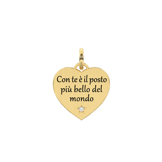 Charm Kidult By You a forma di cuore acciaio dorato e cristalli MISURA UNICA