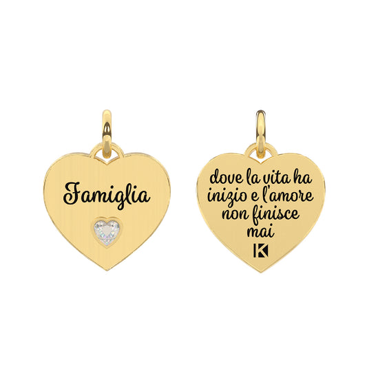 Charm famiglia Kidult By You acciaio satinato oro e cristalli MISURA UNICA