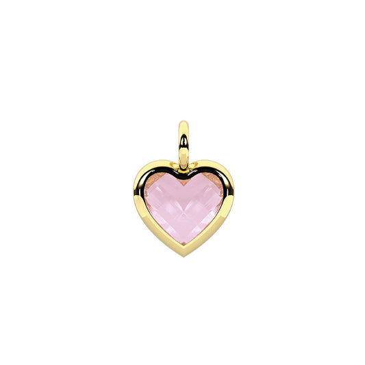 Charm Kidult By You in acciaio dorato con cuore glass rosa MISURA UNICA