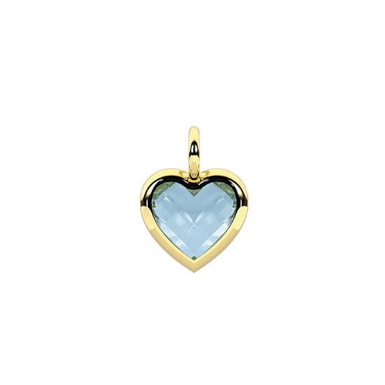 Charm Kidult By You in acciaio dorato con cuore glass azzurro MISURA UNICA