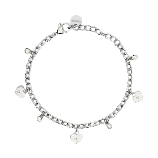 Bracciale donna 2Jewels acciaio cuori e cristalli bianchi Regolabile 16-19 cm