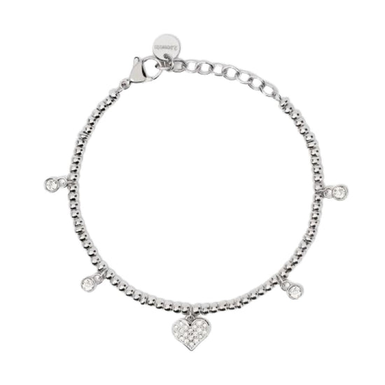 Bracciale donna 2Jewels acciaio cuore e pavé cristalli Regolabile 16-19 cm