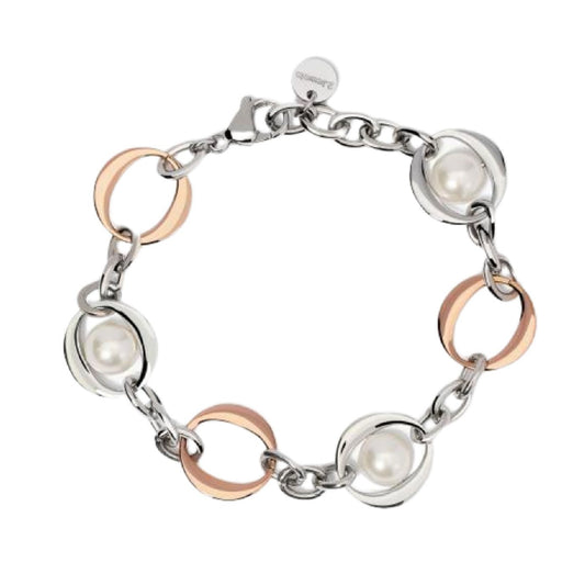 Bracciale donna 2Jewels acciaio rosé e perle conchiglia Regolabile 17,5-19,5 cm