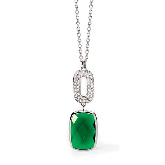 Collana 2Jewels in acciaio argento e cristallo verde MISURA UNICA