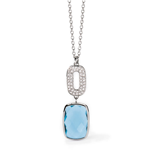 Collana 2Jewels in acciaio argento e cristallo azzurro MISURA UNICA