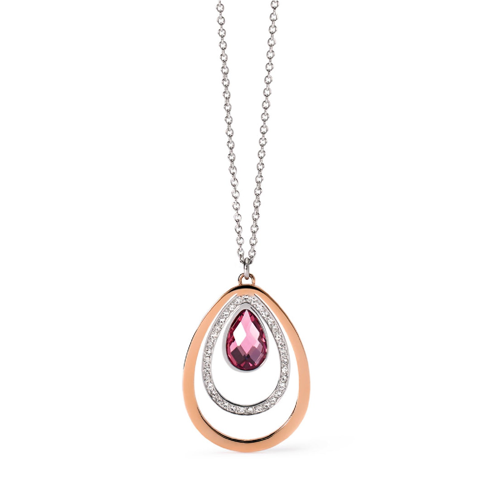 Collana girocollo 2Jewels in acciaio rosÃ© e cristallo rosa