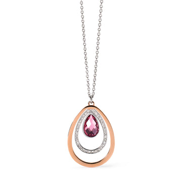 Collana girocollo 2Jewels in acciaio rosÃ© e cristallo rosa MISURA UNICA