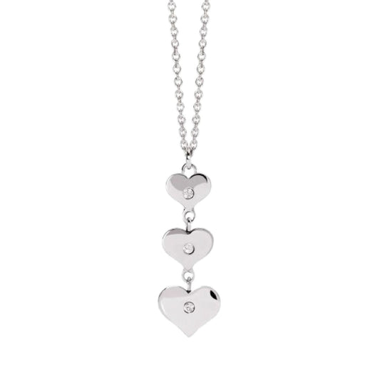 Collana da donna 2Jewels acciaio con tre cuori e cristalli MISURA UNICA