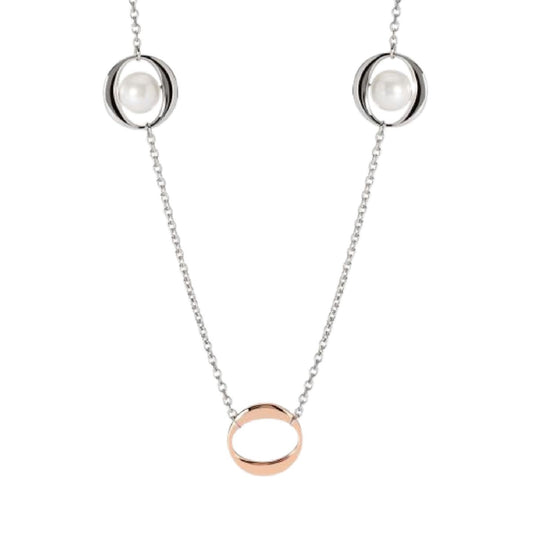 Collana lunga 2Jewels in acciaio rosé perle conchiglia MISURA UNICA