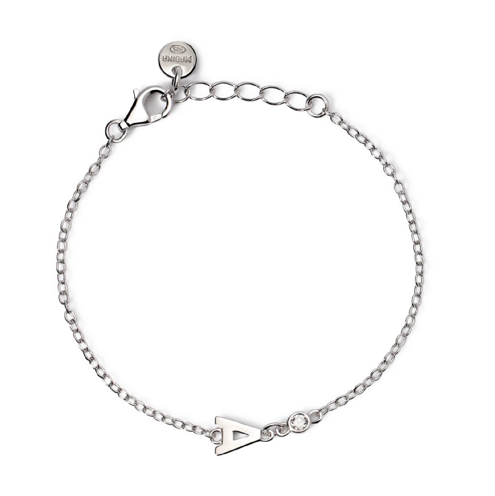 bracciale mabina junior in argento con iniziale a e diamante 533925a