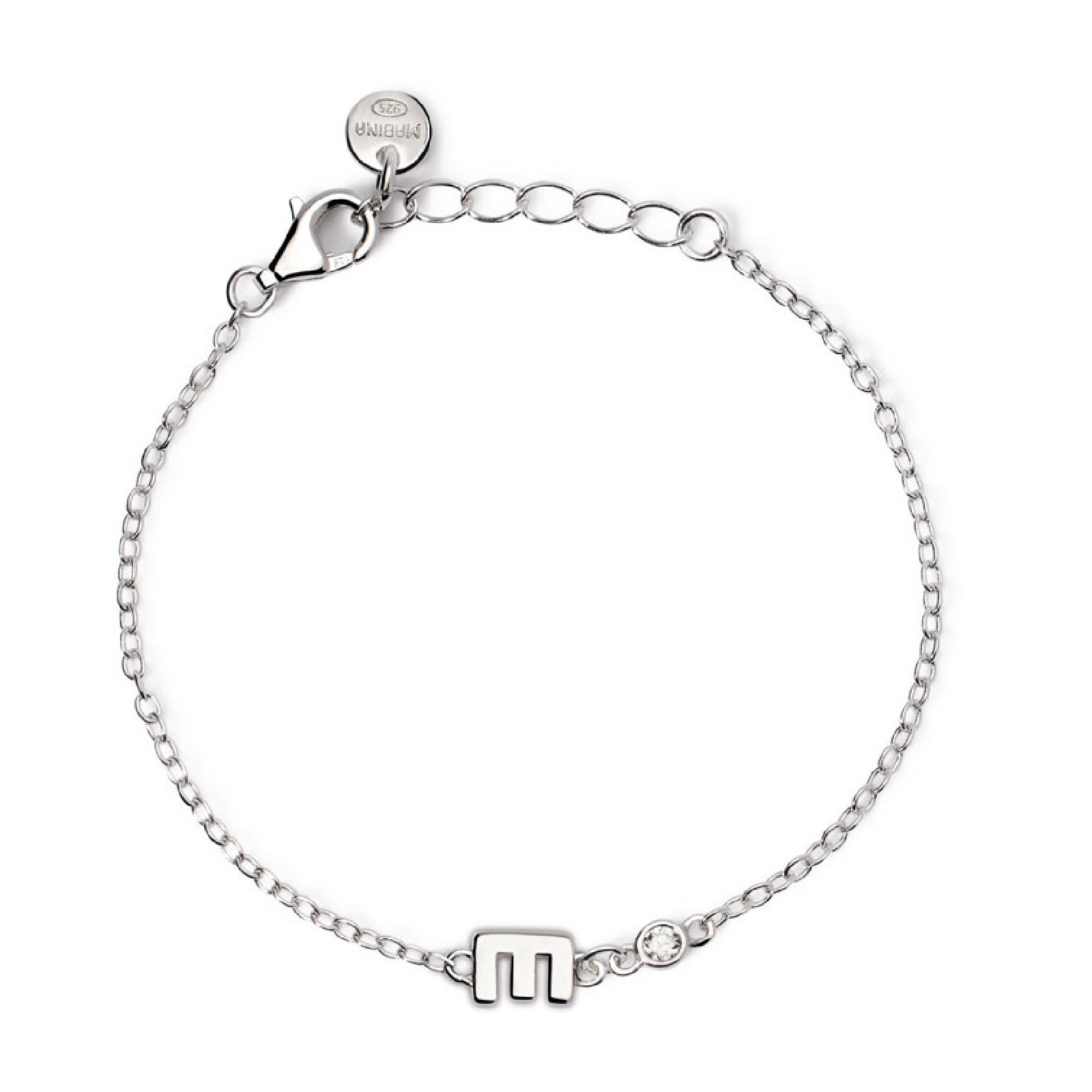 bracciale mabina junior in argento con iniziale e e diamante 533925e