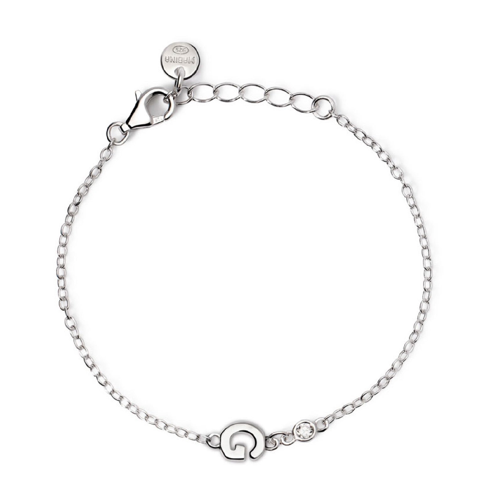 bracciale mabina junior in argento con iniziale g e diamante 533925g