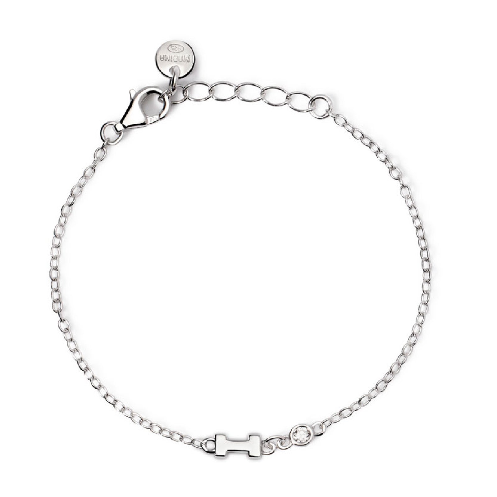 bracciale mabina junior in argento con iniziale i e diamante 533925i