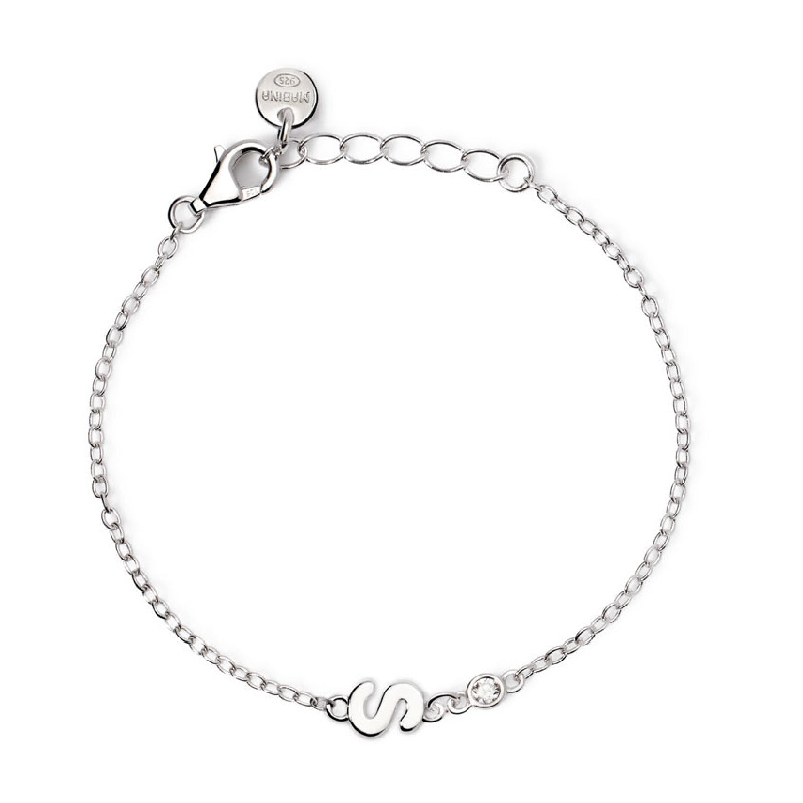 bracciale mabina junior in argento con iniziale s e diamante 533925s