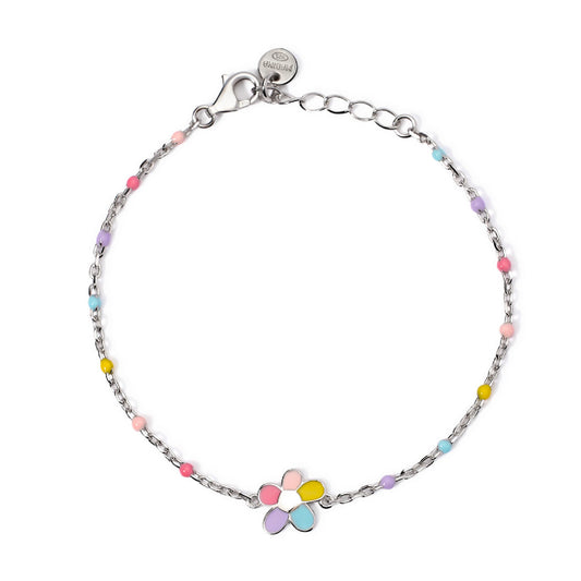 bracciale mabina junior in argento con fiore multicolor 533935