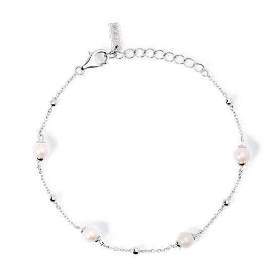 bracciale catena mabina in argento con perle conchiglia e sfere 533938