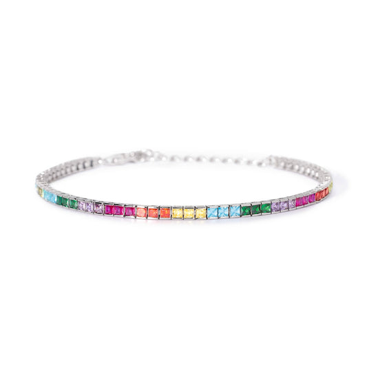 bracciale tennis mabina in argento multicolor taglio princess 533954