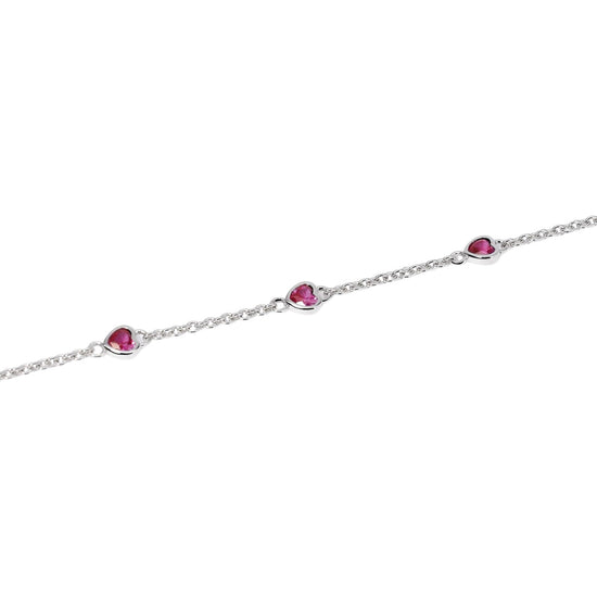 Bracciale da donna Mabina in argento con rubini a cuore Regolabile 16-19 cm