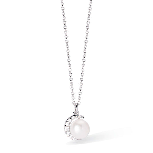 collana girocollo mabina in argento con perla e luna di zirconi 553730