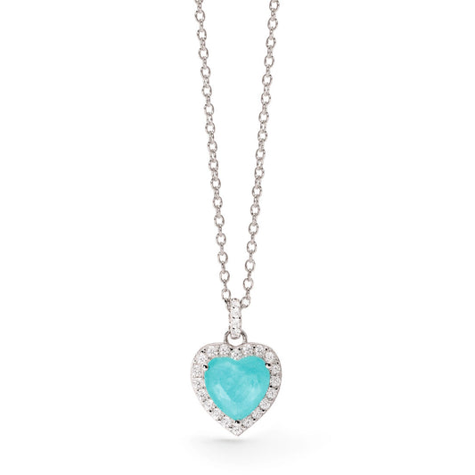 collana girocollo mabina in argento con cuore di glass azzurro 553733