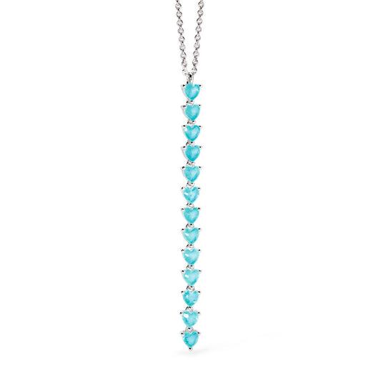 collana girocollo mabina in argento stone glass azzurro a cuore 553738