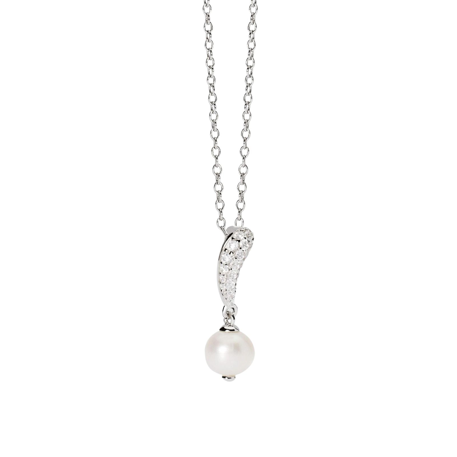 Collana da donna Mabina in argento con zirconi e perla MISURA UNICA