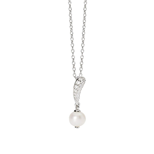 Collana da donna Mabina in argento con zirconi e perla MISURA UNICA