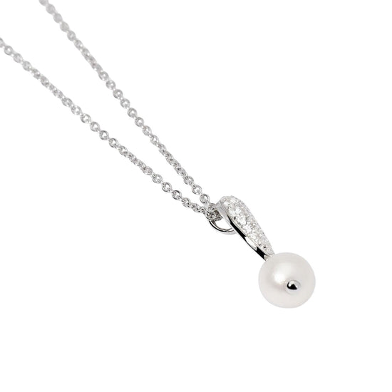 Collana da donna Mabina in argento con zirconi e perla MISURA UNICA