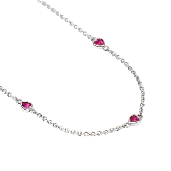 Collana da donna Mabina in argento con rubini a cuore MISURA UNICA