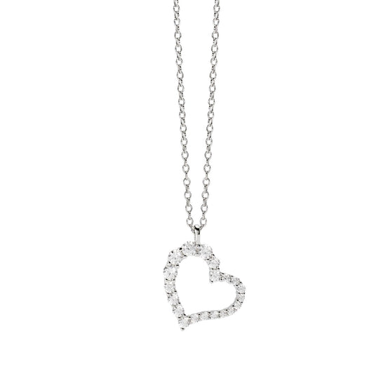 Collana donna Mabina in argento con un cuore di zirconi MISURA UNICA