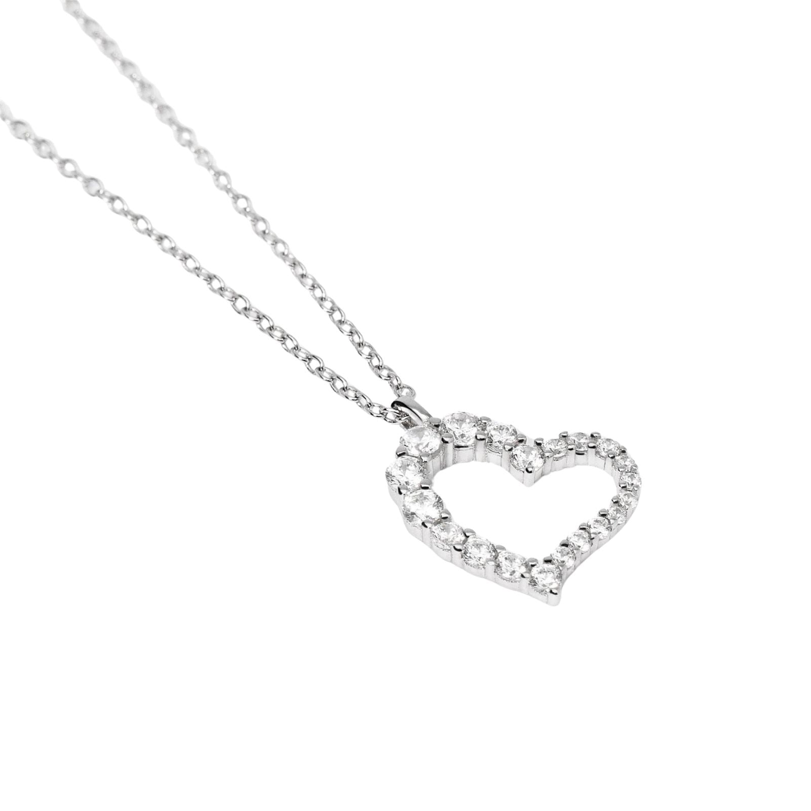 Collana donna Mabina in argento con un cuore di zirconi MISURA UNICA