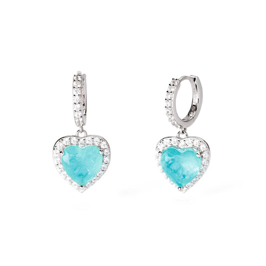 orecchini pendenti mabina in argento con glass azzurro cuore 563812