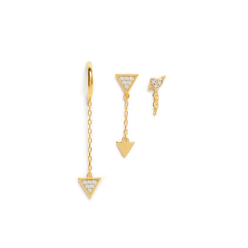 Set orecchini donna Valentina Ferragni Sofia argento oro triangoli cuore e zirconi