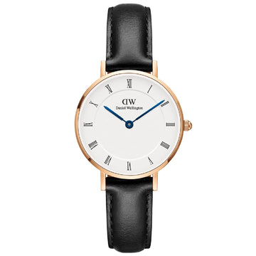 Orologio solo tempo donna Daniel Wellington Petite acciaio rosé pelle nera 28mm