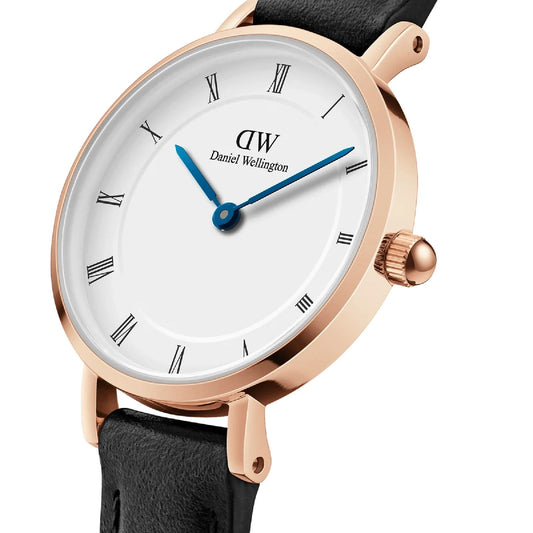 Orologio solo tempo donna Daniel Wellington Petite acciaio rosé pelle nera 28mm