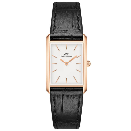 Orologio donna Daniel Wellington Bound Watch acciaio rosé pelle nera 32x22mm