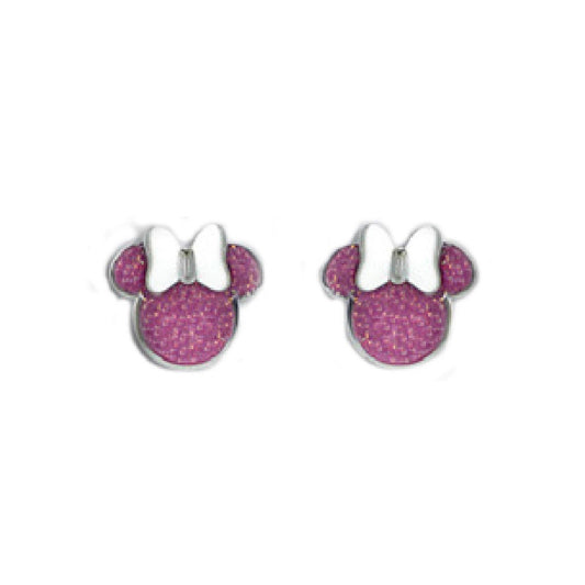 Orecchini lobo donna bambina Disney Preziosi acciaio Topolina con glitter rosa E600196NKL-TP-1