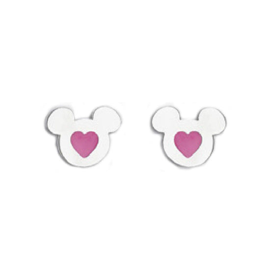 Orecchini lobo donna bambina Disney Preziosi acciaio Topolino cuore rosa E600200NKL-TP-1