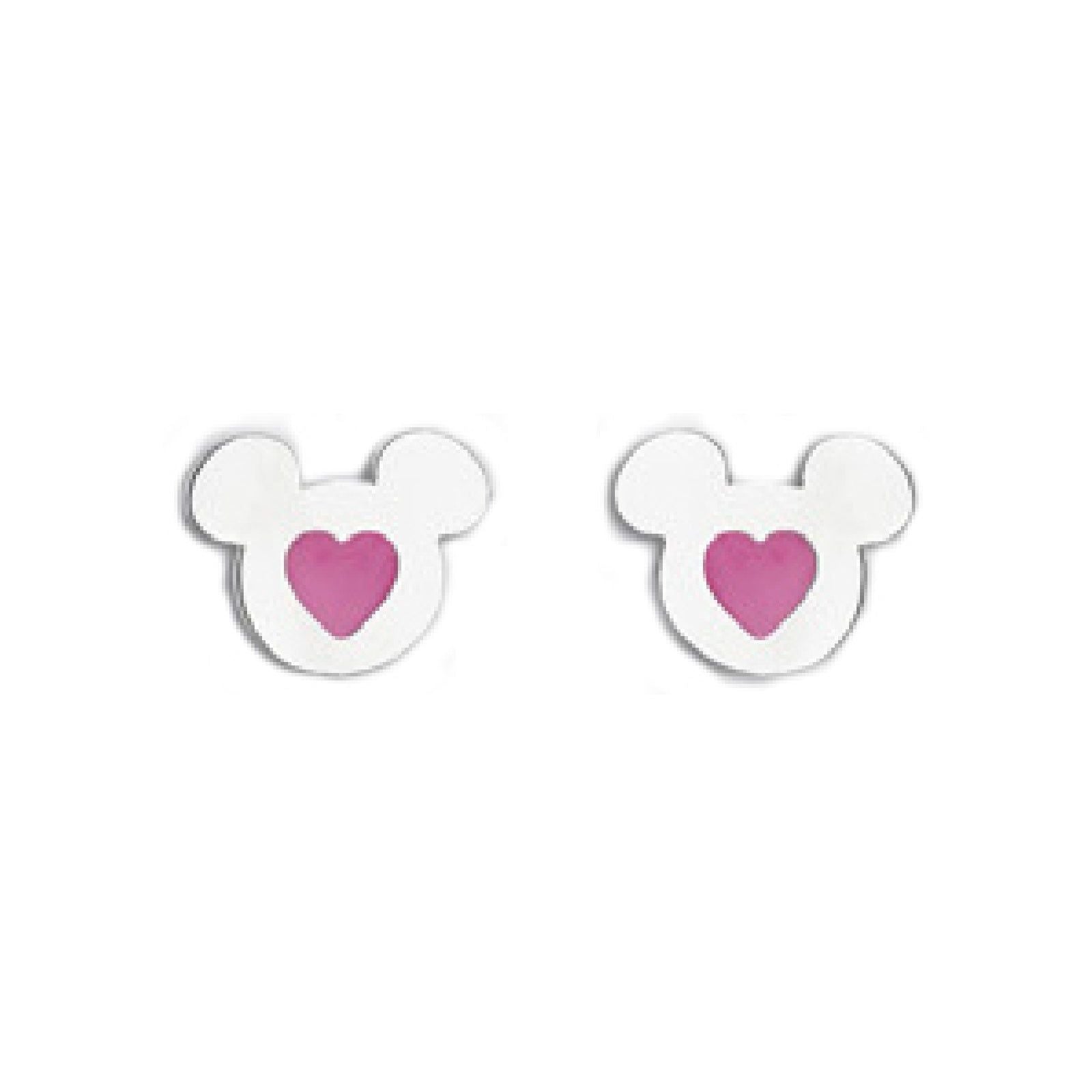 Orecchini lobo donna bambina Disney Preziosi acciaio Topolino cuore rosa E600200NKL-TP-1